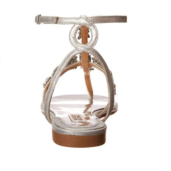 Badgley Mischka Melinda II Embellished Crystal Evening Sandals w/ bag | Silver 7 - Picture 12 of 13